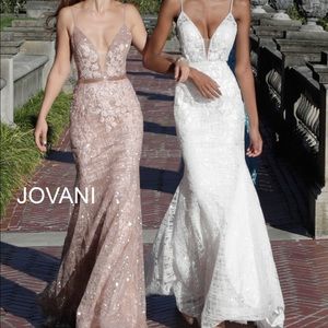 JOVANI Embellished V Neckline Dress